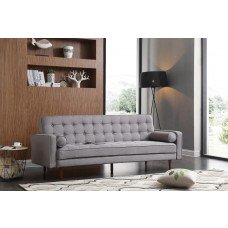 Sofa Bed 3 Seater Button Tufted Lounge Set For Living Room Couch In Fabric Grey Colour