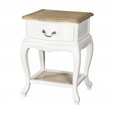 French Provincial White Bedside Lamp Table With Ash Top