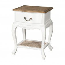 French Provincial White Bedside Lamp Table With Ash Top