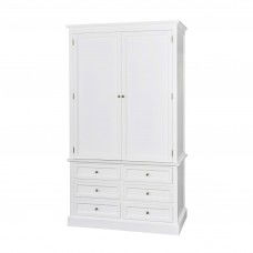 Hamptons 2 Door Bedroom Wardrobe with 6 Drawers Cupboard White Black