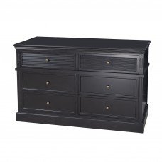 Hamptons Coastal Seaside 6 Drawer Dresser Tallboy Cabinet in BLACK WHITE