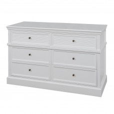 Hamptons Coastal Seaside 6 Drawer Dresser Tallboy Cabinet in WHITE