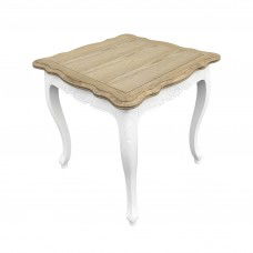 French Provincial Bed End Side Lamp Table in White with Natural Ash Top