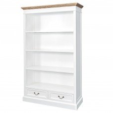Hamptons Open Library Bookcase with 2 Drawers in BLACK or WHITE																		