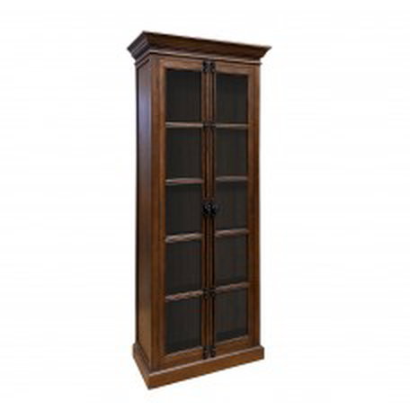 French Provincial Casement Double Door Glass Display Cabinet Bookcase
