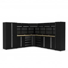 UltraTools 3200/3550mm x 550mm x 2025mm Black Economy Workshop Garage Storage Cabinet Set
