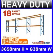 Pallet Racking 3 Bay System 3658mm High 18 Pallet Spaces