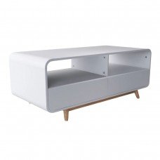 Merlin White Modern Retro Coffee Table With Push To Open Drawers