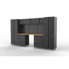 UltraTools 3380mm x 480mm x 1870mm Black Workshop Garage Storage Cabinet System