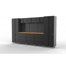 UltraTools 3380mm x 480mm x 1870mm Black Workshop Garage Storage Cabinet System