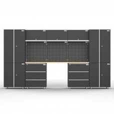 UltraTools 3380mm x 500mm x 1870mm Black Workshop Garage Storage Cabinet Set