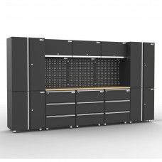 UltraTools 3380mm x 500mm x 1870mm Black Workshop Garage Storage Cabinet Set