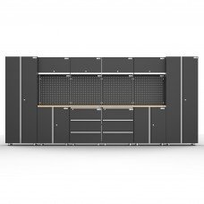 Workshop Garage Storage Cabinet & Workbench Set - UltraTools 4056mm x 500mm x 1870mm Black