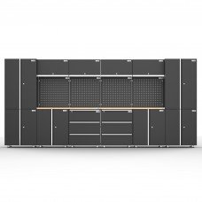 UltraTools 4065mmx 500mm x 1870mm Black Workshop Garage Storage Cabinet Set