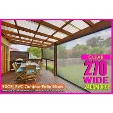 270CM X 240CM Heavy Duty PVC Clear Patio Cafe Blinds Outdoor UV Protect Awning