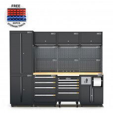 Semi-Industrial Black Workshop Garage Storage Cabinet Set UltraTools 2475mm x 580mm x 2020mm
