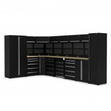 UltraTools 2450/4300mm x 550mm x 2025mm Black Economy Workshop Garage Storage Cabinet Set