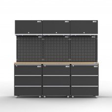 UltraTools 2030mm x 480mm x 1870mm  Black Workshop Garage Storage Cabinet Set