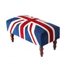 Contemporary UK British Flag Union Jack Upholstered Footstools & Ottoman (Medium)