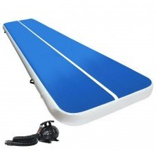Everfit 6x2m Inflatable Air Track Mat 20cm Thick With Pump Tumbling Gymnastics Blue