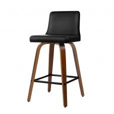 Artiss 2x Kitchen Wooden Bar Stools Swivel Bar Stool Chairs Leather Luxury Black