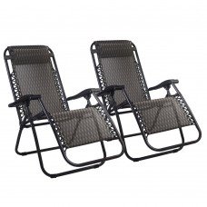 Gardeon Set Of 2 Zero Gravity Chairs Reclining Outdoor Furniture Sun Lounge Folding Camping Lounger Grey