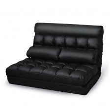 Double Size Adjustable Lounge Sofa - 10 Positions Pu Leather