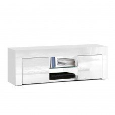 Artiss 130cm High Gloss Tv Stand Entertainment Unit Storage Cabinet Tempered Glass Shelf White