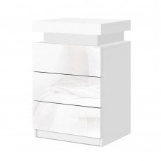 Artiss Bedside Tables Side Table 3 Drawers Rgb Led High Gloss Nightstand White