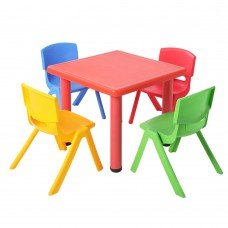 5 Pcs - Kids Table And Chairs Playset - Red