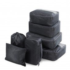 Wanderlite 7pcs Dark Grey Packing Cubes Travel Luggage Organiser Suitcase Storage Bag