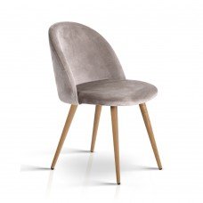 Artiss Set Of Two Velvet Modern Dining Chair - Light Grey