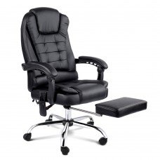 8-point Massage Office Chair With Retractable Footrest Black