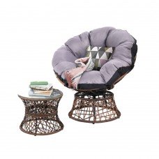 Gardeon Papasan Chair And Side Table - Brown