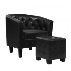 Artiss Armchair Lounge Chair Ottoman Tub Accent Chairs Pu Leather Sofa Armchairs Black