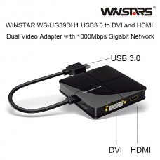 Winstars Usb 3.0 Dual Head Display With Gigabit Ethernet Adapter (ws-ug39dh1)