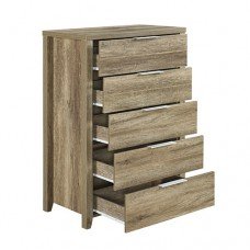 Tallboy With 5 Storage Drawers Natural Wood Like Mdf In Oak Colour