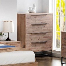 Tallboy With 4 Storage Drawers Assembled Solid Acacia Wooden Construction In Tea Colour