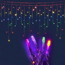 Jingle Jollys 500 Led Solar Powered Christmas Icicle Lights 20m Outdoor Fairy String Party Multicolour