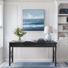 Hamptons Halifax Side Cross Console Hall Table/ Study Desk in Black 