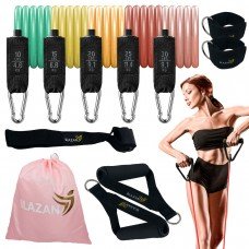 11 Pc Resistance Bands Set Exercise Tube Bands With Door Anchor Handles Carry Bag Legs Ankle Straps For Strength Training Physical Therapy Home Workout