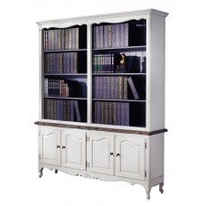 French Provincial Buffet and Open Hutch Sideboard Dresser Bookcase in White 