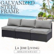 La Joie Outdoor Living Armless Modular Sofa Set Rattan Black Furniture Lounge