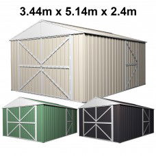 Garage Shed 3.44m x 5.14m x 2.4m with Double Barn Door Workshop