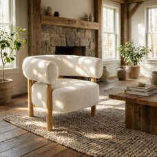 Scandi-Modern Tub Accent Chair with Latte and Butter Cream Colour