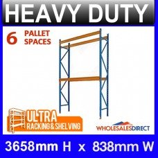 ULTRA Pallet Racking 6 Space Package features 3658mm H x 838mm