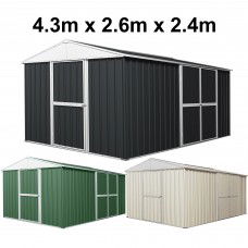 Garden Shed 4.3m x 2.6m x 2.4m Double Barn Door + PA Door  Extra Frame - 3 Frames Design