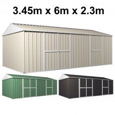 Garden Shed 3.45m x 6m x 2.3m Workshop Side Double doors + PA door