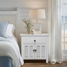 Hamptons Louvre White Bedside Table 1 Drawer with Door 