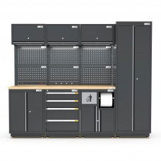 Semi-Industrial Black Workshop Garage Storage Cabinet Set UltraTools 2475mm x 580mm x 2020mm